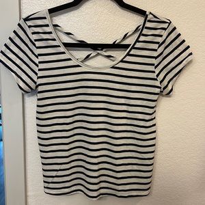 Navy and White Cross Back Top